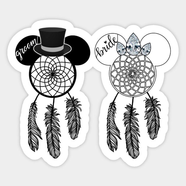 Bride and Groom Dream Catcher Set Sticker by KimsCustomCrafts